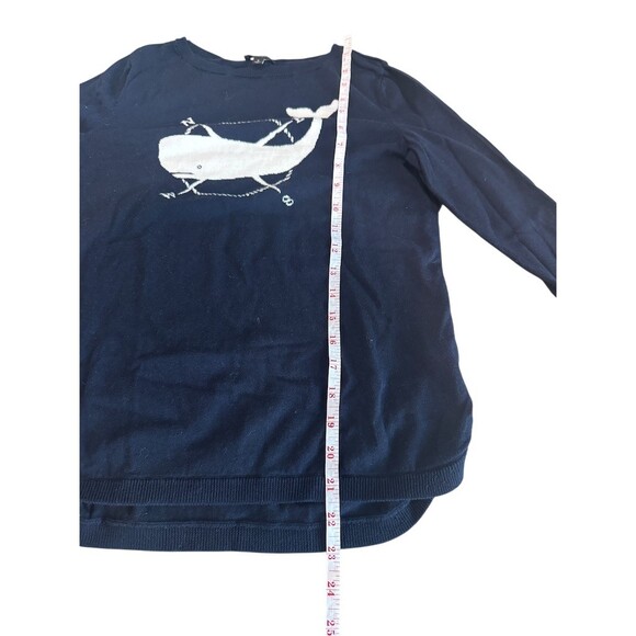 Talbots Petites Sweater Womens S Navy Whale Compass Graphic Crew Neck - Picture 4 of 5